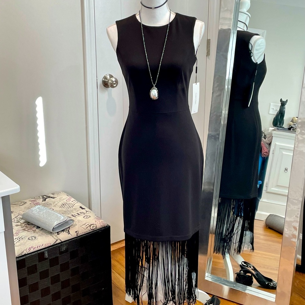Black CK fringed dress. Size 2